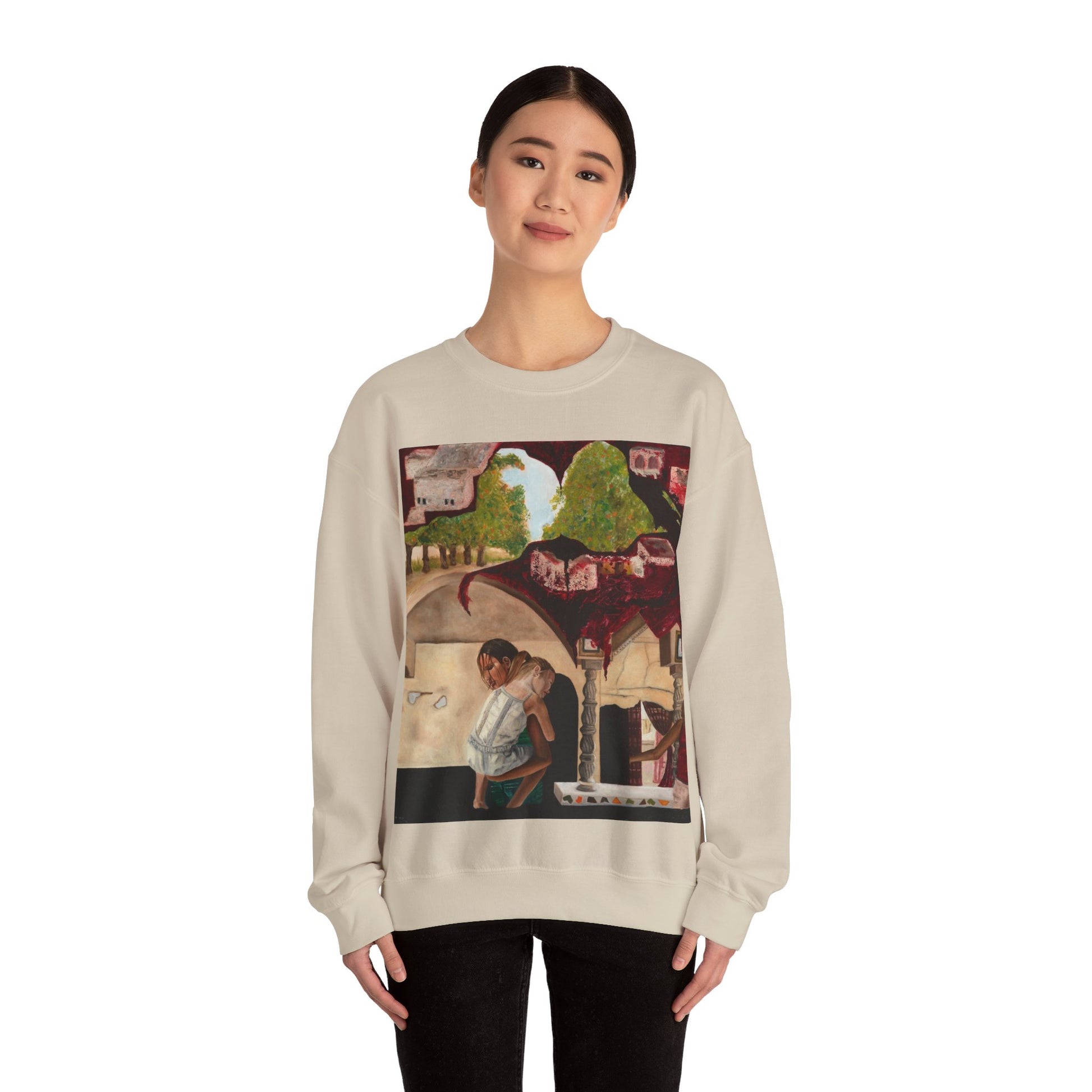 Crewneck Sweatshirt Printed with "Psyche of Lost Youth" - art under moonlight