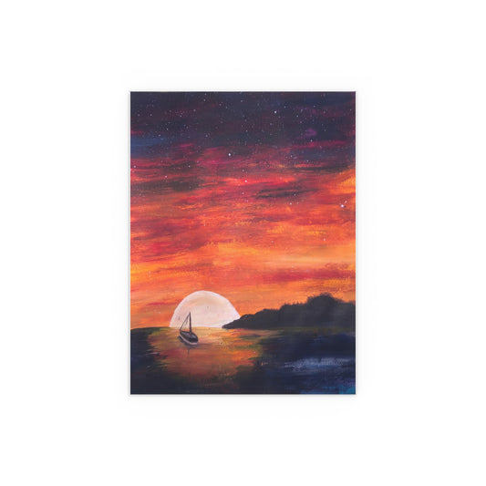 Indoor and Outdoor Silk Poster Print of “Setting Sun, Rising Moon" - art under moonlight