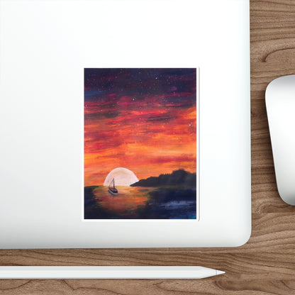 Water-Proof Sticker of "Setting Sun, Rising Moon" - art under moonlight