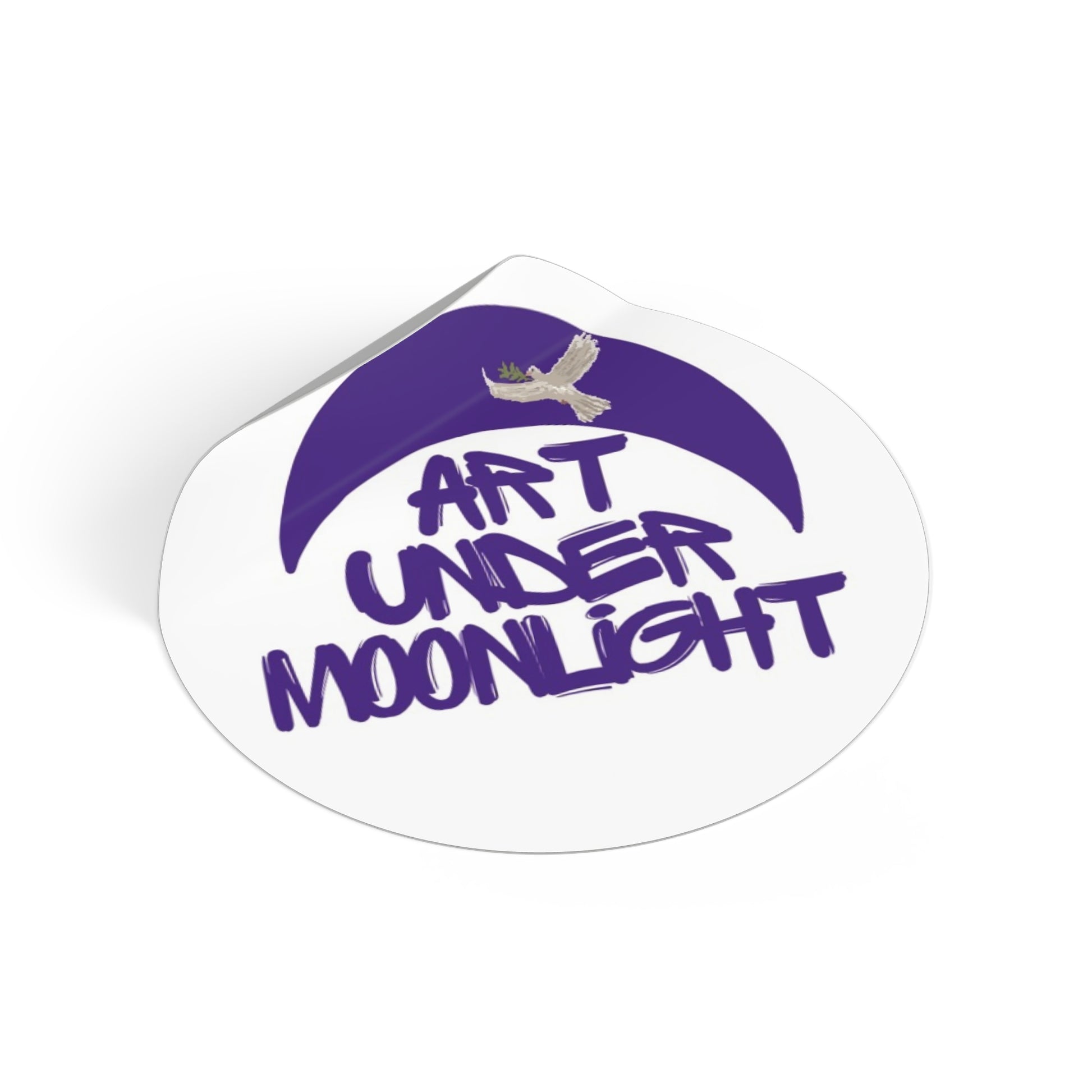 Round Vinyl Brand Stickers - art under moonlight