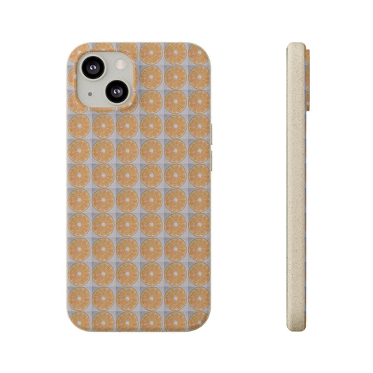Biodegradable Phone Case Printed with Orange Drawing - art under moonlight