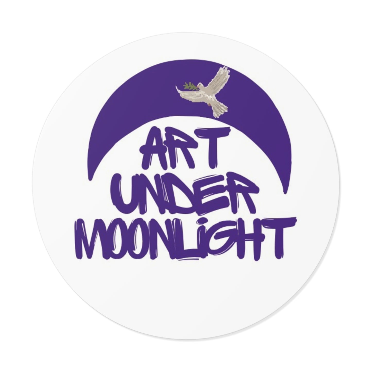 Round Vinyl Brand Stickers - art under moonlight