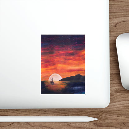 Water-Proof Sticker of "Setting Sun, Rising Moon" - art under moonlight